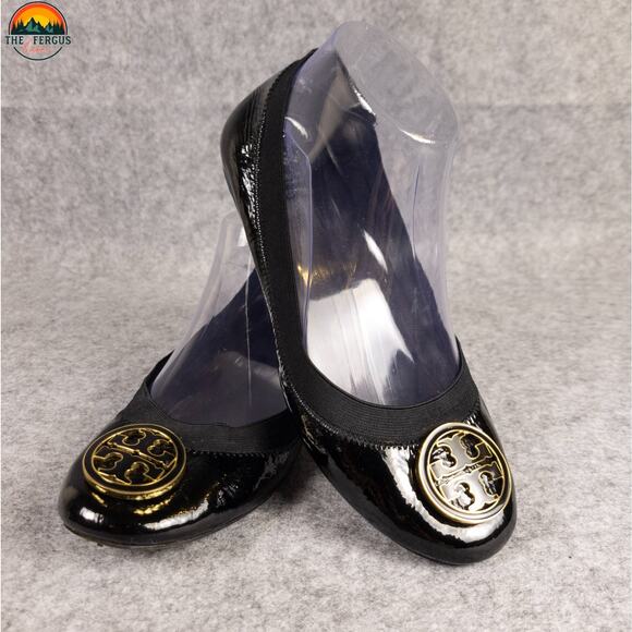 Tory Burch Caroline Ballet Flats Black Leather Round Toe Slip-On Women's Sz 7M - Picture 9 of 15